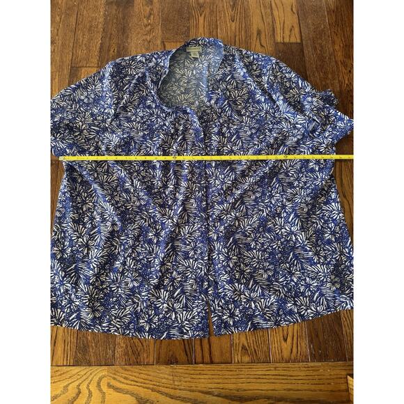 Catherines Womens Plus 4X 30/32W Blouse Button Up Shirt Stretch Hawaiian Floral - Picture 10 of 10